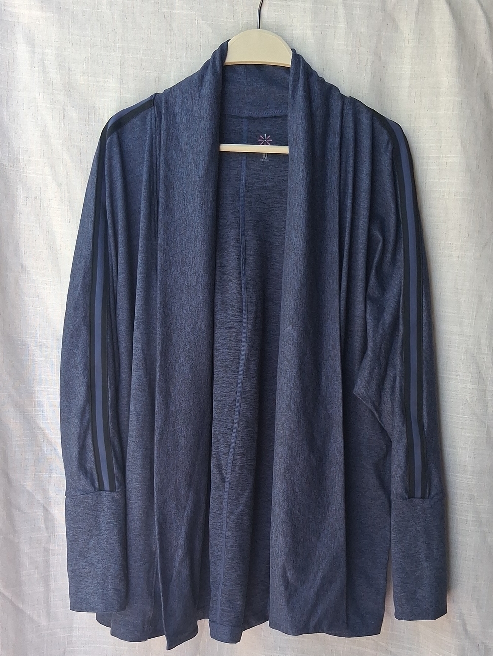Isaac Mizrahi Live Soho Open Front Draped Cardigan Navy Blue S
